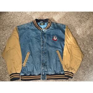 Vintage Tony The Tiger Kellogg's‎ Snap Button Denim Bomber Jacket Size XL *READ*